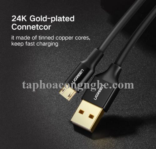 Ugreen 30854 0.5M màu Hồng Cáp sạc truyền dữ liệu USB 2.0 sang MICRO USB dây bọc nhựa PVC US223 30030854